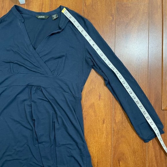 Eddie Bauer Empress Semi Pleated Fit and Flare Dress Blue Size M Petite - Picture 7 of 12